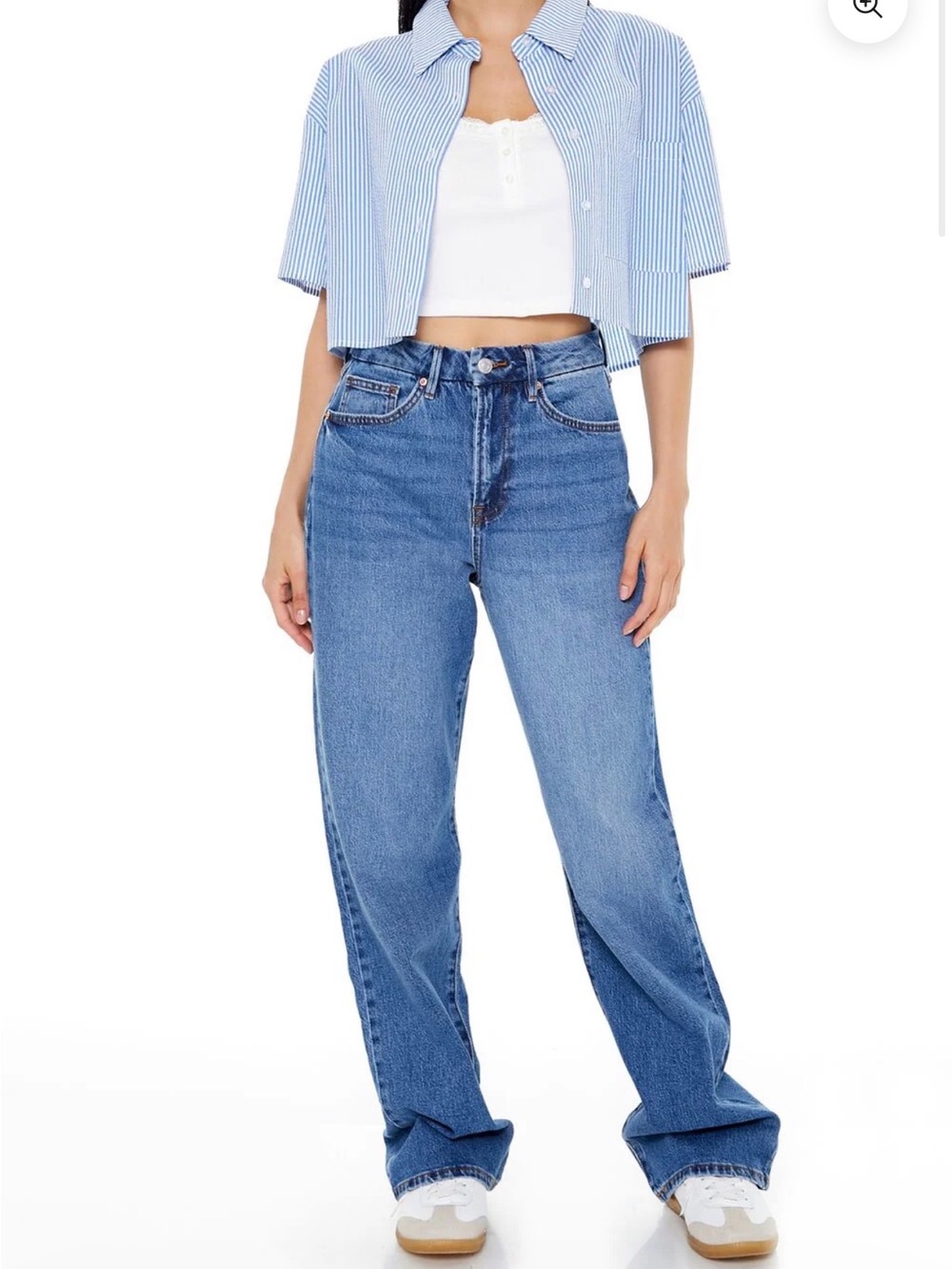 NWT Forever 21 Curvy 90s High-Rise Straight Leg Jeans in Medium Blue - Size 27